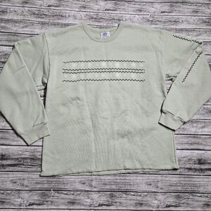 Adult Large Vintage PFI Fashions Green Sweater with Snowflakes Christmas GUC